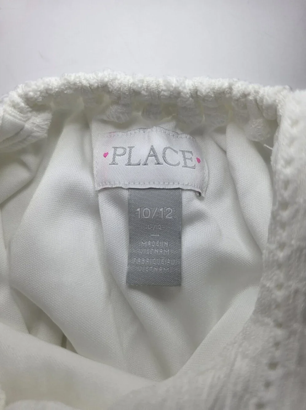 The Childrens Place White Eyelet Cutout Dress Size 10/12 L Ruffle Preppy Minimal